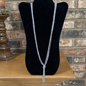 NY&CO silver tone 7 strand long tassel necklace